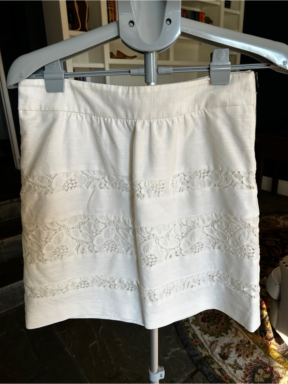 LOFT Women’s White Lace-Trim A-Line Mini Skirt
